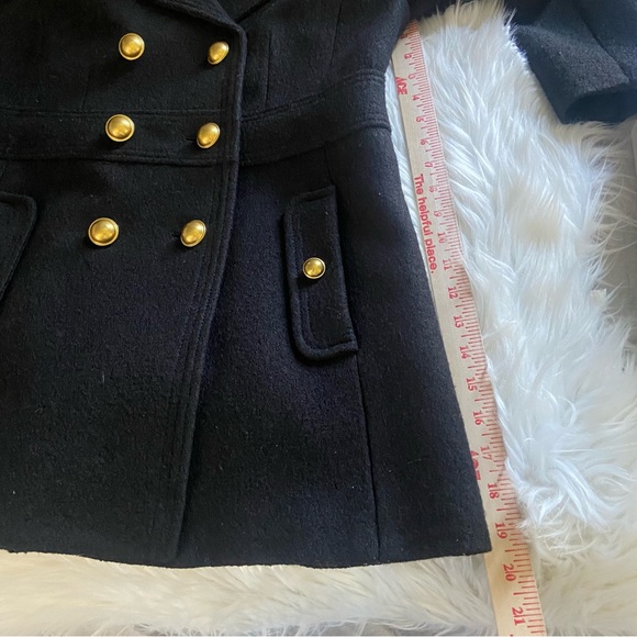 LOFT Sz 8P Black Double-Breasted Women’s Pea Coat with Gold Buttons - Picture 9 of 13